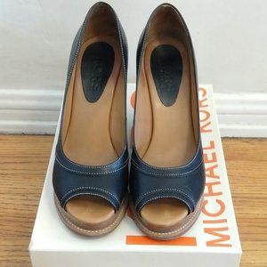 Y2k KORS Michael Kors "Newton" Oiled Leather Wedge (Black) - Size 8